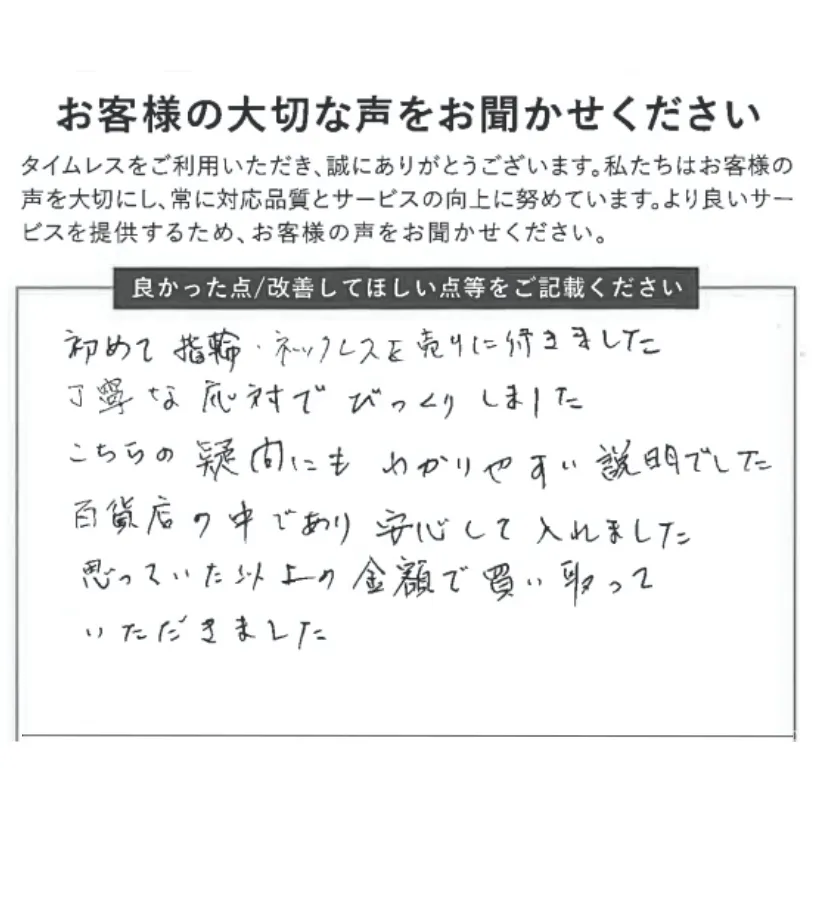 思っていた以上の金額で買い取っていただきました